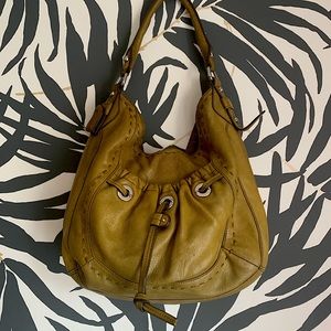 B. Makowsky Olive Green Leather Hobo Shoulder Bag